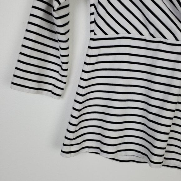 Jones New York Womens 3/4 Sleeve Striped Top Size Petite Plus Black White Career - Picture 4 of 7